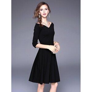 GRACE KARIN Off Shoulder Delicate Design Black Swing Dress‎ Size XL RefJ030